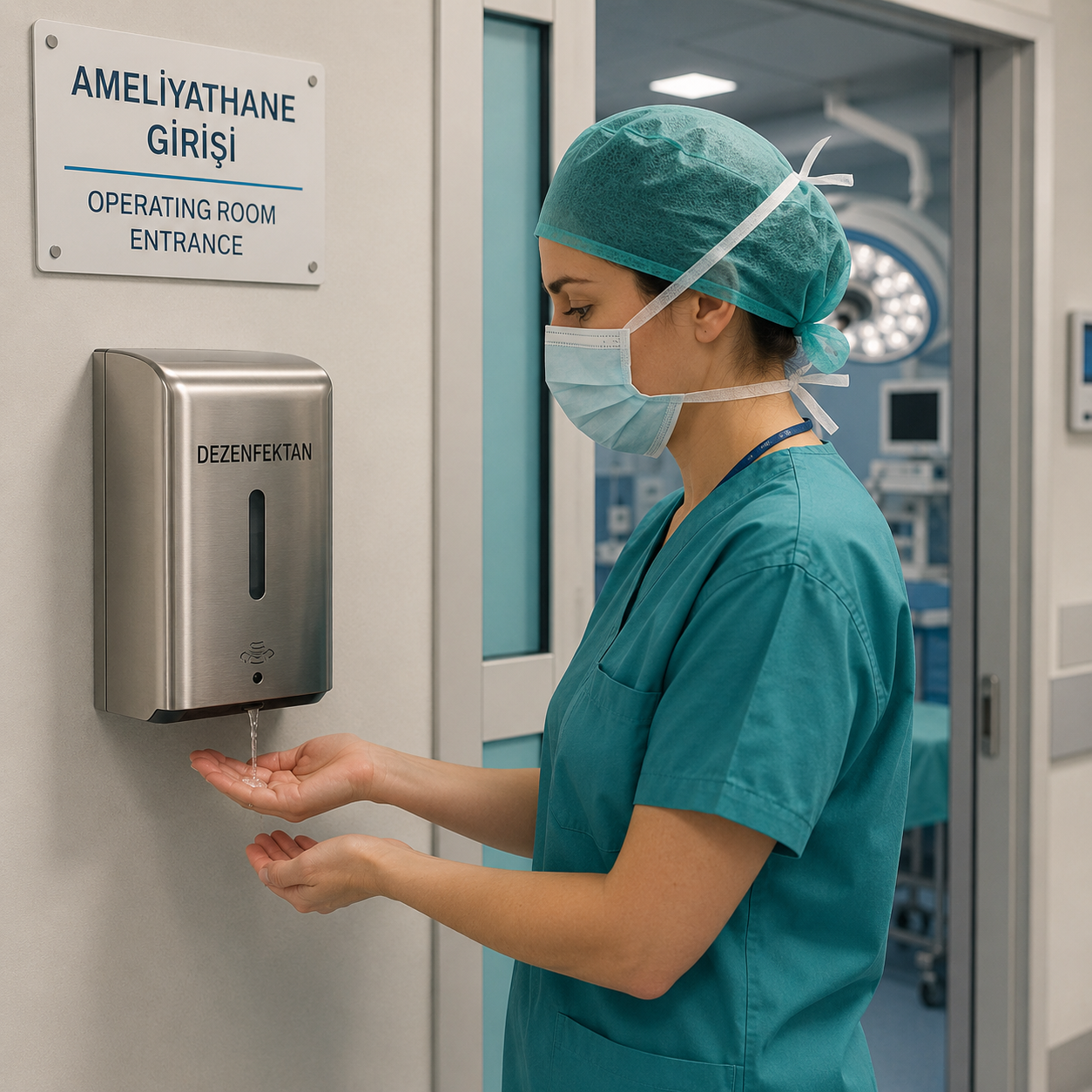 ameliyathane için sensörlü dezenfektan dispenseri